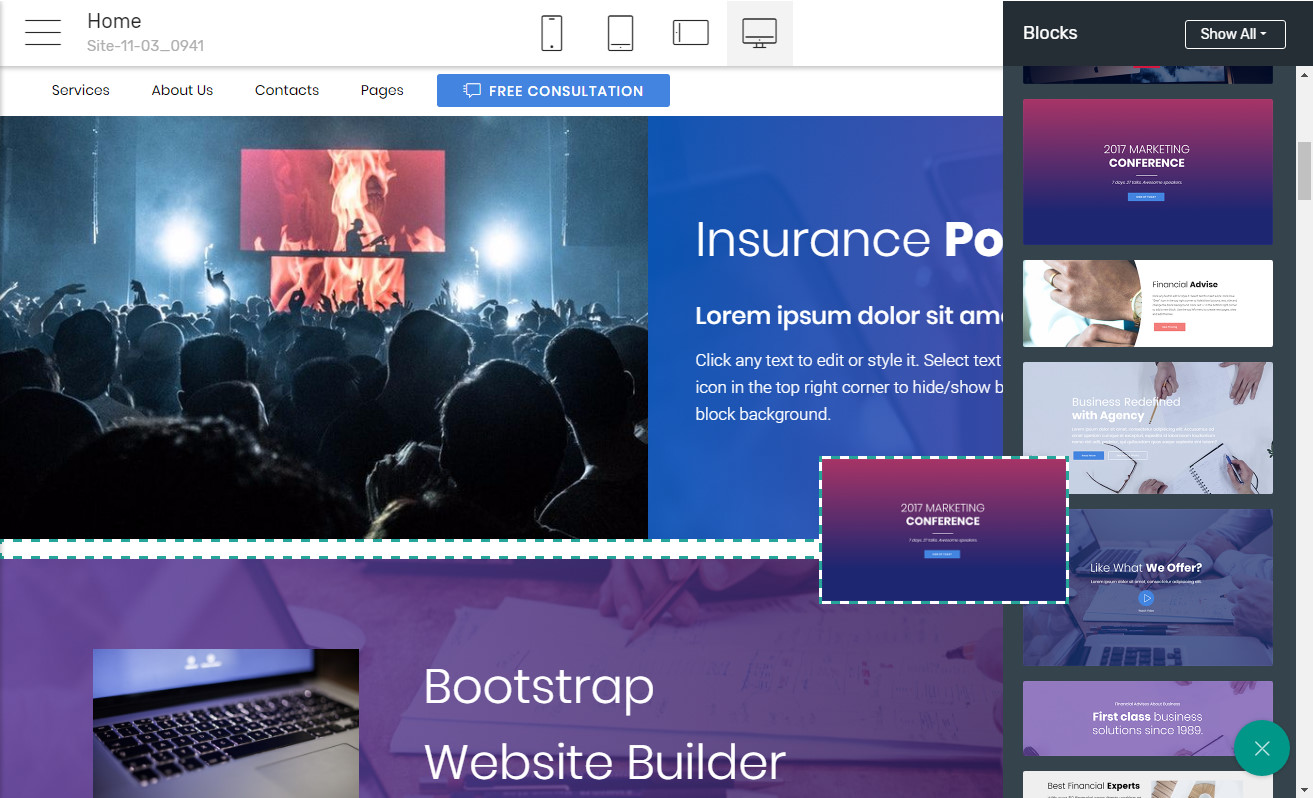 Bootstrap Template Builder